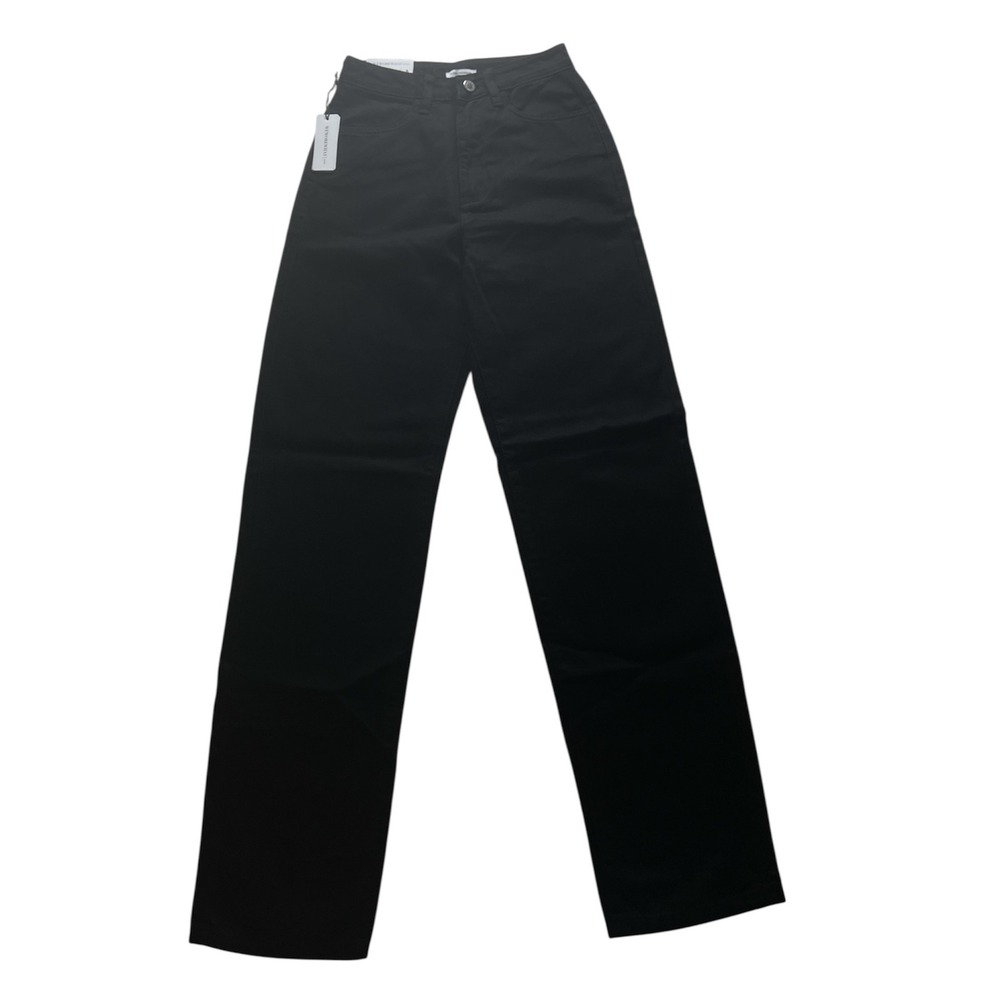WeWoreWhat Mom Jeans Rigid Denim High Waist In Jet Black Cotton Pants Size 24‎